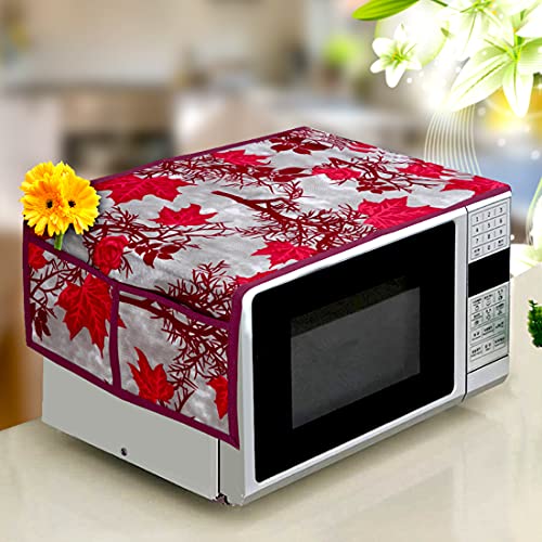 KANUSHI Industries® Microwave/Oven Top Cover With 4 Utility Pockets + 1 Pc Top Load Semi Automatic Washing Machine Cover (MICRO+WASMAC-SEMI-MAROON-SHUB) - Image 2