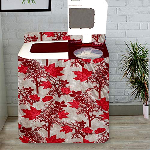 KANUSHI Industries® Microwave/Oven Top Cover With 4 Utility Pockets + 1 Pc Top Load Semi Automatic Washing Machine Cover (MICRO+WASMAC-SEMI-MAROON-SHUB) - Image 4