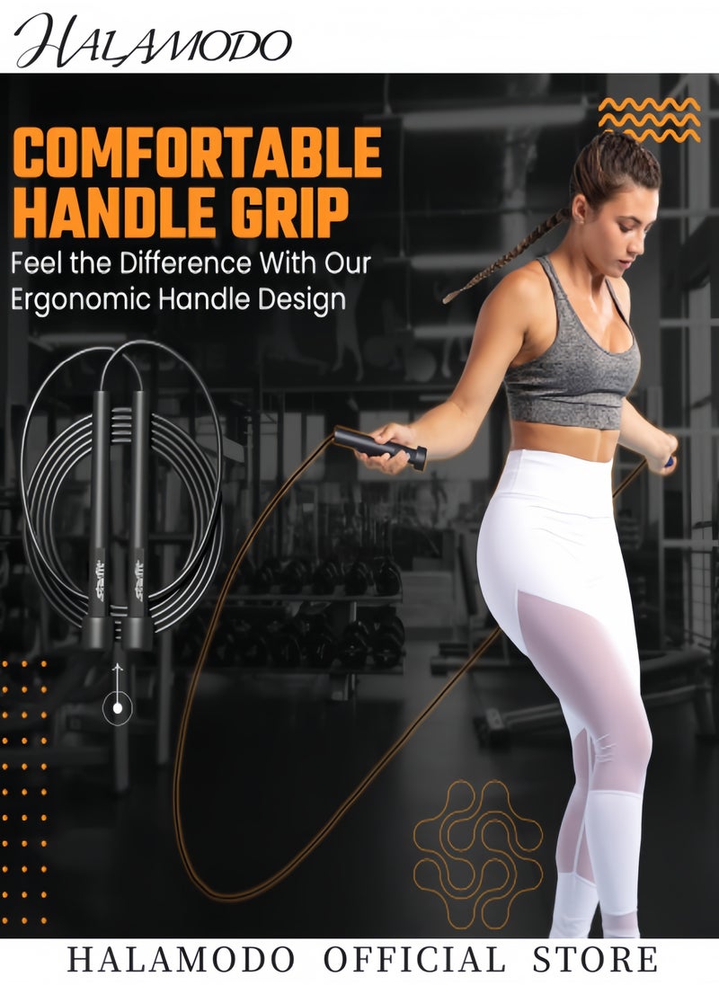 HALAMODO Lightweight Jump Rope with Plastic Handles Adjustable Jump Ropes  for Fitness and Exercise & Cardio and Endurance Training & Workout  - Image 4