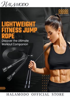 HALAMODO Lightweight Jump Rope with Plastic Handles Adjustable Jump Ropes  for Fitness and Exercise & Cardio and Endurance Training & Workout  - Image 3