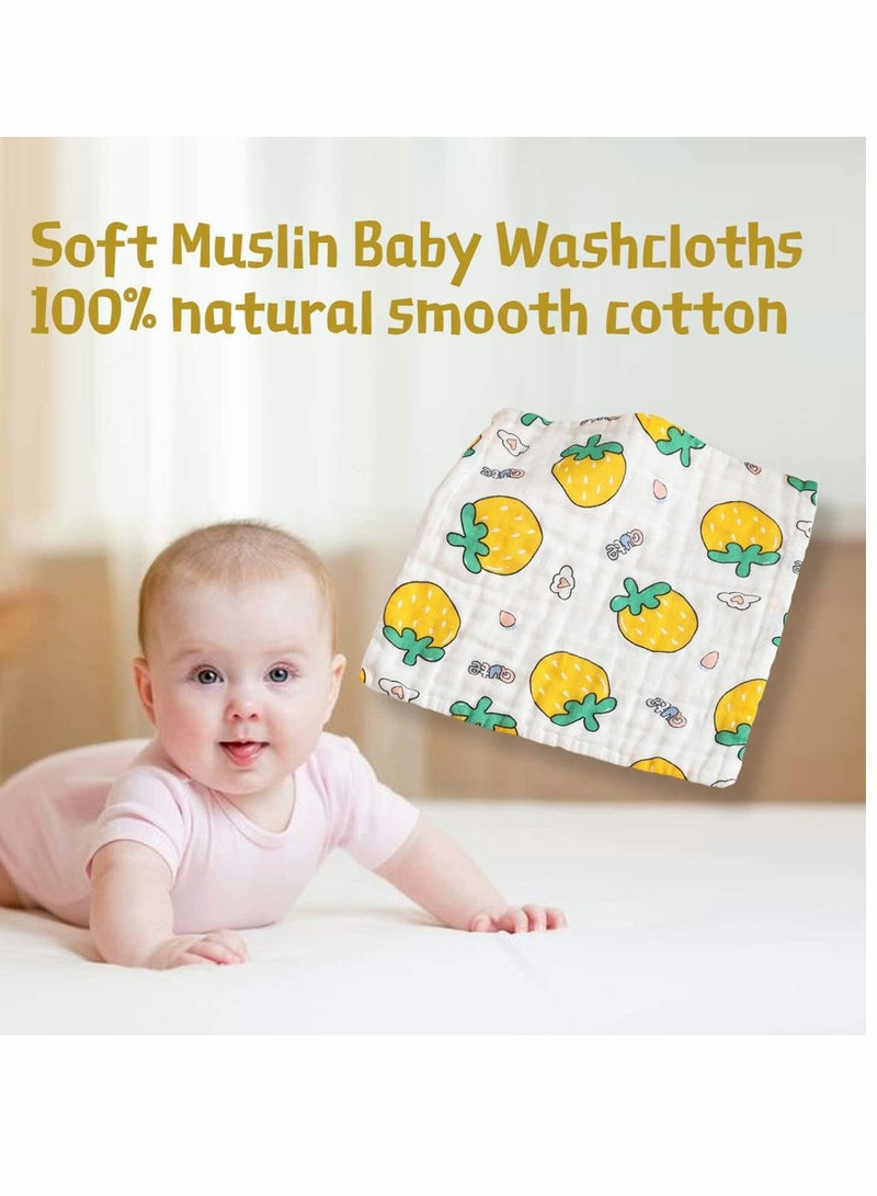 Y&D Baby Face Towels, Natural 6 Layers Muslin Washcloths, 100% Cotton, Soft, Breathable, Absorbent, Reusable, for Sensitive Skin, Square Towel, Children's Handkerchief (5 Packs) - Image 2