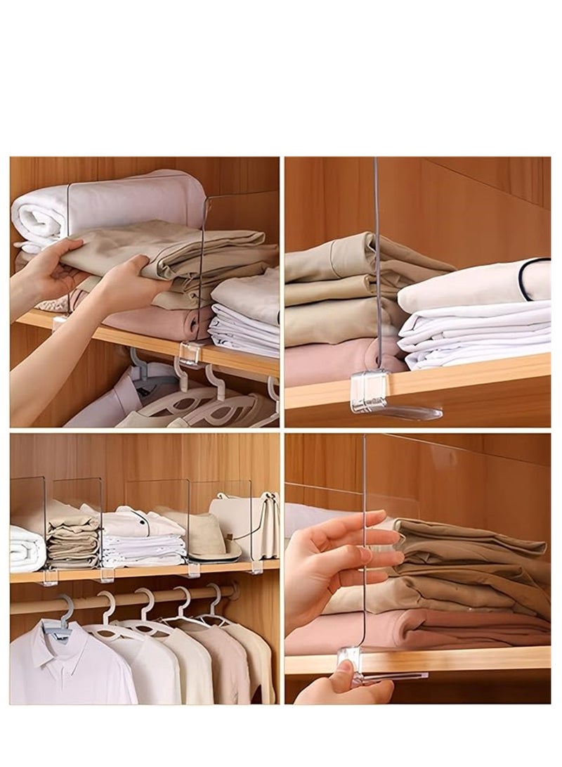 10 حزمة مقسمات الرف ، واضحة الاكريليك خزانة الرف المقسمات لمنظم الرف الخشبي ، متعددة الوظائف الملابس Purbses الفاصلين لخزانات المطبخ خزانات الكتب المكتب والحمام (10 حزمة واضحة) - Image 3