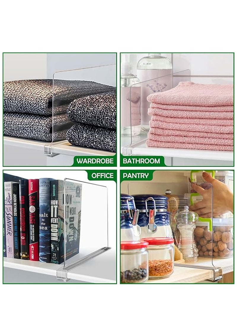 10 حزمة مقسمات الرف ، واضحة الاكريليك خزانة الرف المقسمات لمنظم الرف الخشبي ، متعددة الوظائف الملابس Purbses الفاصلين لخزانات المطبخ خزانات الكتب المكتب والحمام (10 حزمة واضحة) - Image 4