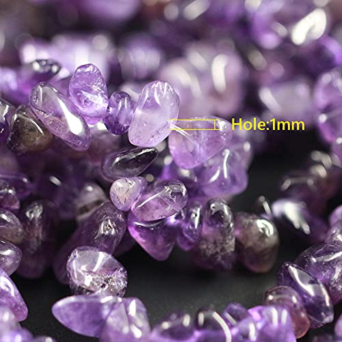 Clearain 35 inches Chip Stone Loose Gemstones Beads Drilled Strand for Jewelry Making (Amethyst) - Image 4
