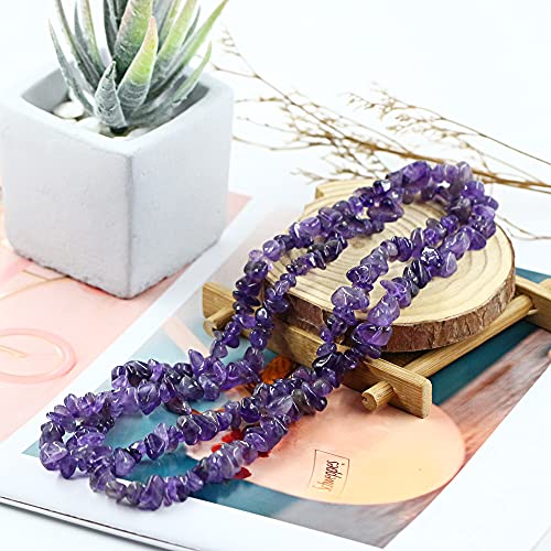 Clearain 35 inches Chip Stone Loose Gemstones Beads Drilled Strand for Jewelry Making (Amethyst) - Image 3