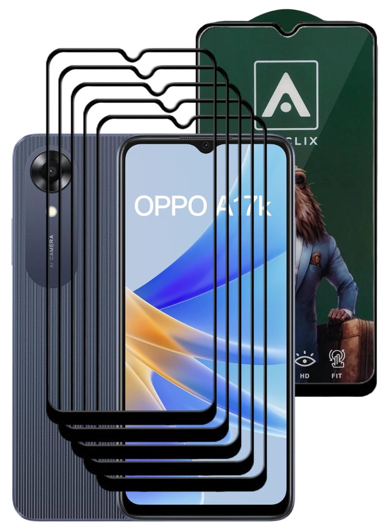 ACLIX 5 Pieces Antistatic ESD Dustproof Premium Quality High Definition Tempered Glass Screen Protector Designed For Oppo A17k - Image 1