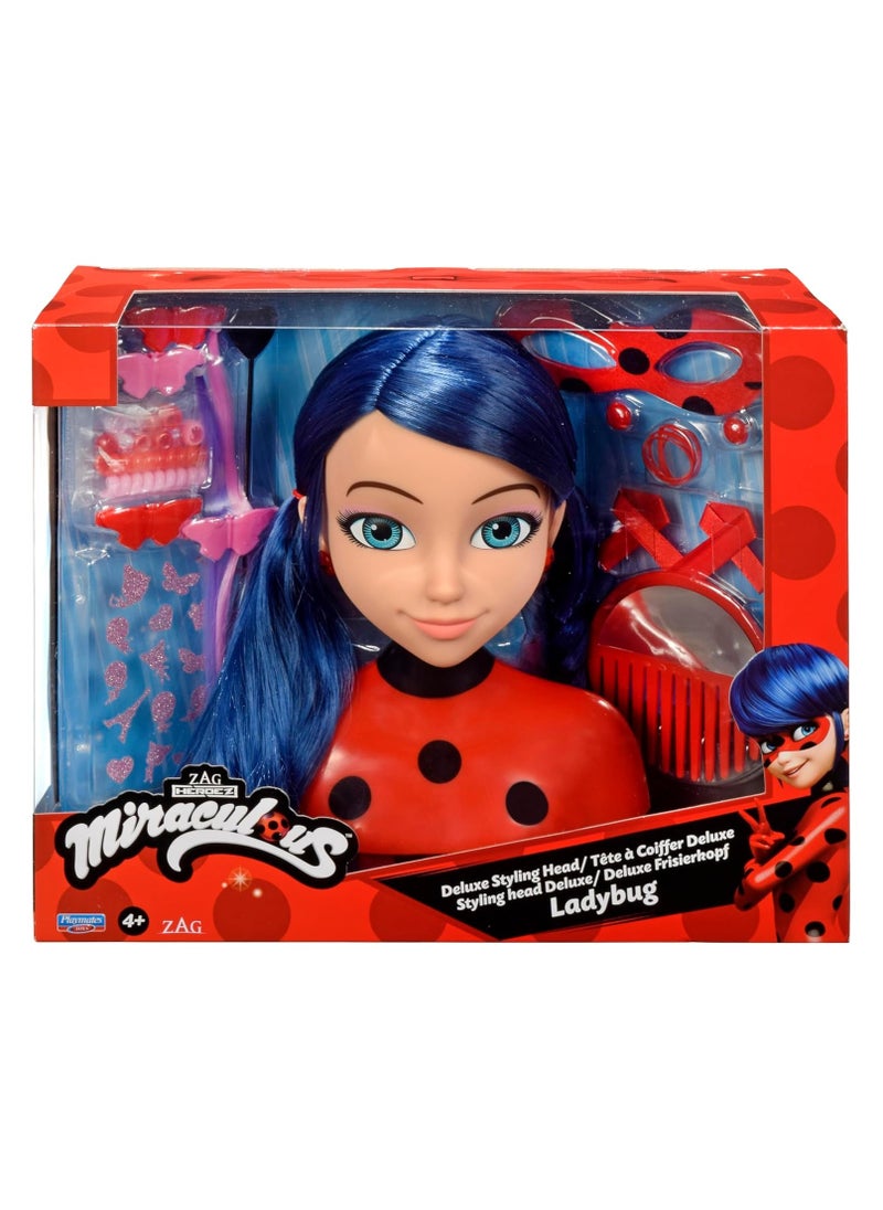 Miraculous Bandai Ladybug Styling Head With Doll Hairdressing Accessories | Toy Hair Styling Doll Head Set For Children | Pretend Hair Salon | Kids Hair Dressing Role Play Sets For Girls  - Image 1