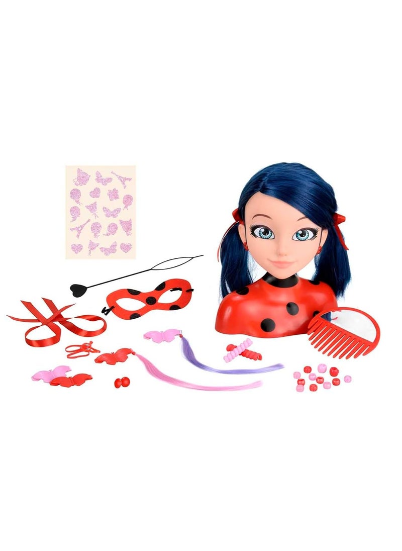 Miraculous Bandai Ladybug Styling Head With Doll Hairdressing Accessories | Toy Hair Styling Doll Head Set For Children | Pretend Hair Salon | Kids Hair Dressing Role Play Sets For Girls  - Image 3