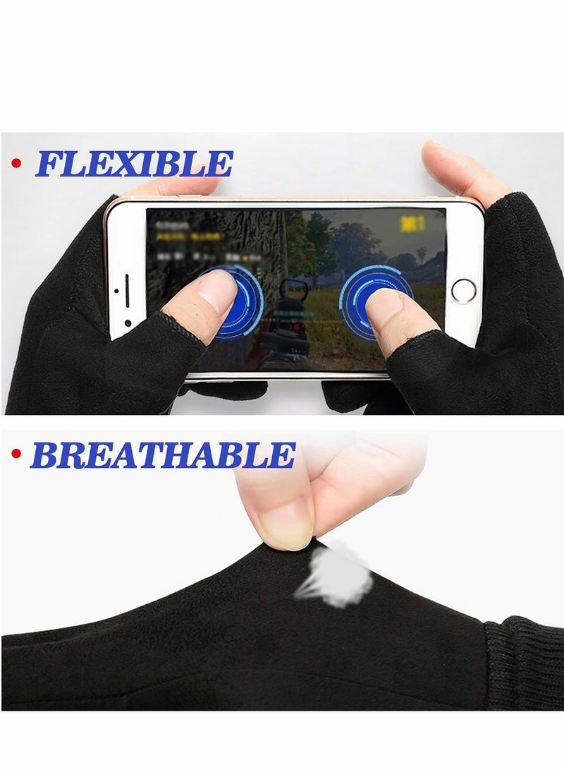 KASTWAVE Winter Cycling Gloves, 2-Fingerless Fishing Hunting Sport Running Bike Gloves, Waterproof Anti-Slip Mountain Biking Gloves, Driving Golf Sailing Shooting Gloves for Men Women  - Image 3