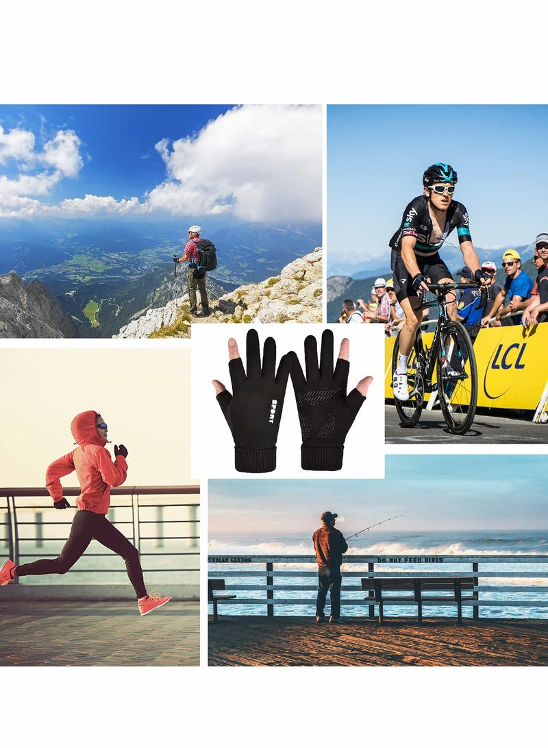 KASTWAVE Winter Cycling Gloves, 2-Fingerless Fishing Hunting Sport Running Bike Gloves, Waterproof Anti-Slip Mountain Biking Gloves, Driving Golf Sailing Shooting Gloves for Men Women  - Image 5