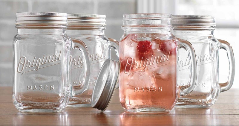 Glaver's Mason Jar 16 Oz. Glass Mugs with Handle and Lid Set Of 6 Old Fashioned Drinking Glass Bottles Original Mason Jar Pint Sized Cup Set. - Image 5