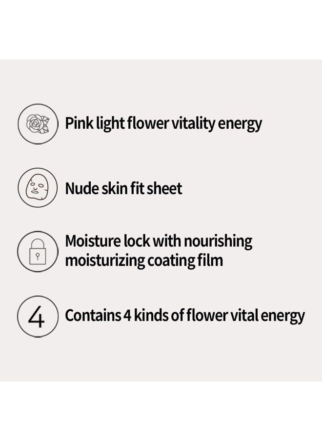 JMsolution Glow Luminous Flower Firming Mask Rose - Korean Skincare Facial Mask - Nutrition Moisturizing -rosewater 3 types of flower extracts - 10 sheets for all skin types (11. Flower-Rose)  - Image 4