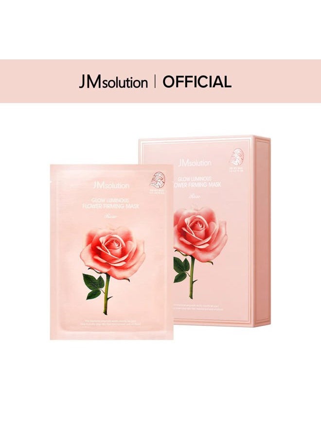 JMsolution Glow Luminous Flower Firming Mask Rose - Korean Skincare Facial Mask - Nutrition Moisturizing -rosewater 3 types of flower extracts - 10 sheets for all skin types (11. Flower-Rose)  - Image 2