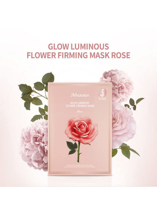 JMsolution Glow Luminous Flower Firming Mask Rose - Korean Skincare Facial Mask - Nutrition Moisturizing -rosewater 3 types of flower extracts - 10 sheets for all skin types (11. Flower-Rose)  - Image 3
