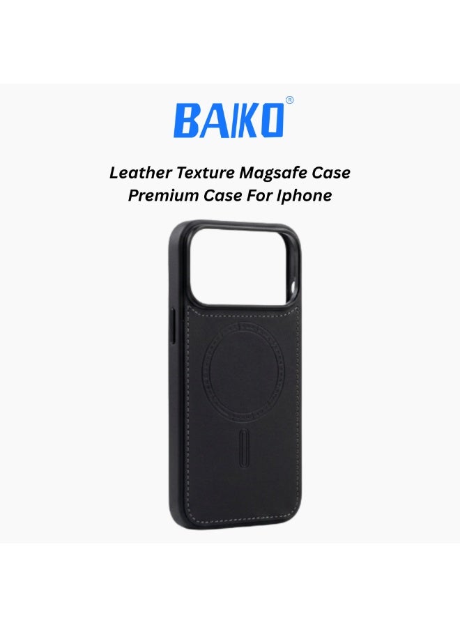 BAIKO Premium Leather Texture MagSafe Case for iPhone – Shockproof Slim Protective Cover with Strong Magnetic Charging Support - Image 1