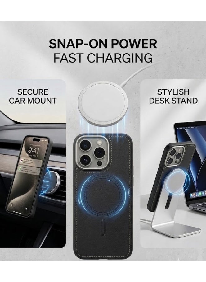 BAIKO Premium Leather Texture MagSafe Case for iPhone – Shockproof Slim Protective Cover with Strong Magnetic Charging Support - Image 5