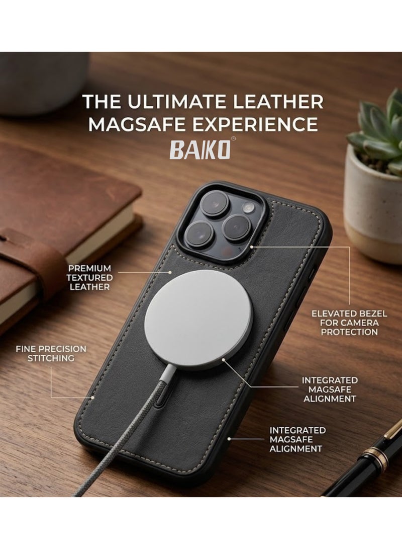BAIKO Premium Leather Texture MagSafe Case for iPhone – Shockproof Slim Protective Cover with Strong Magnetic Charging Support - Image 2