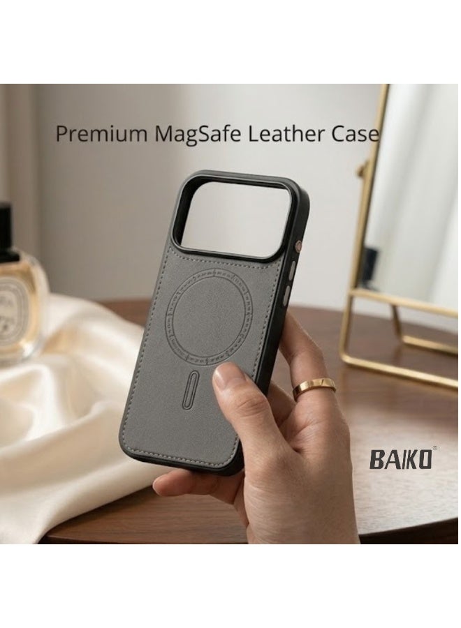 BAIKO Premium Leather Texture MagSafe Case for iPhone – Shockproof Slim Protective Cover with Strong Magnetic Charging Support - Image 1