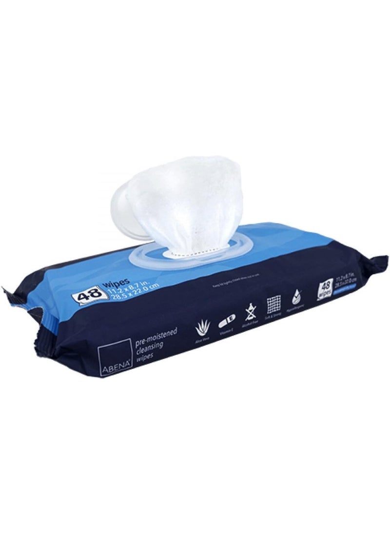 Abena Abena Stretchable Pre-Moistened Cleansing Wipes, 11.2" X 8.7", 48 Count (Pack of 12) 