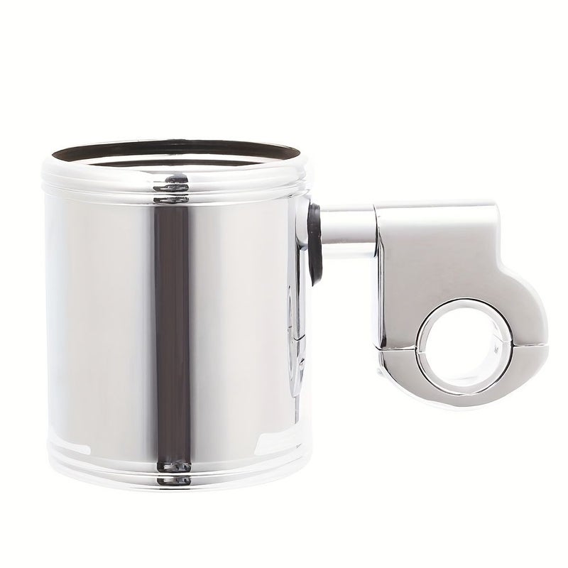 Universal Motorcycle Cup Holder Handlebar Mount 22-32mm Silver - Image 3