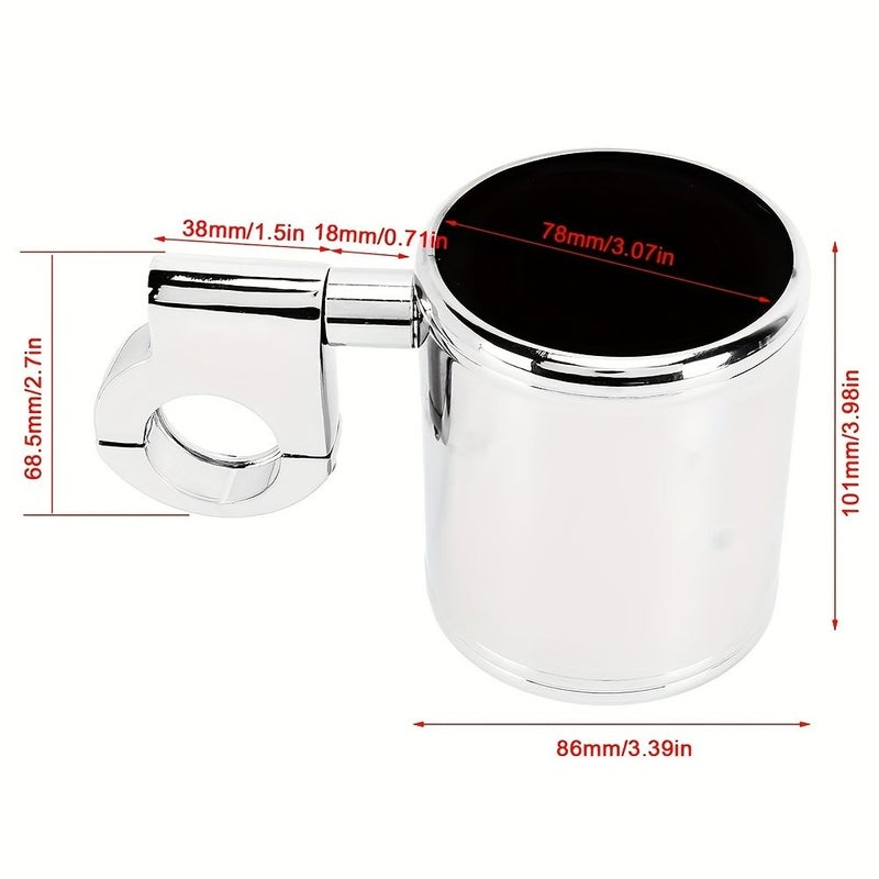 Universal Motorcycle Cup Holder Handlebar Mount 22-32mm Silver - Image 5