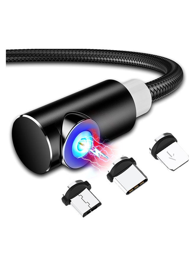 NIBEMINENT 3-In-1 Micro Lighting Type-C Magnetic Data Sync And Charging Cable black - Image 1