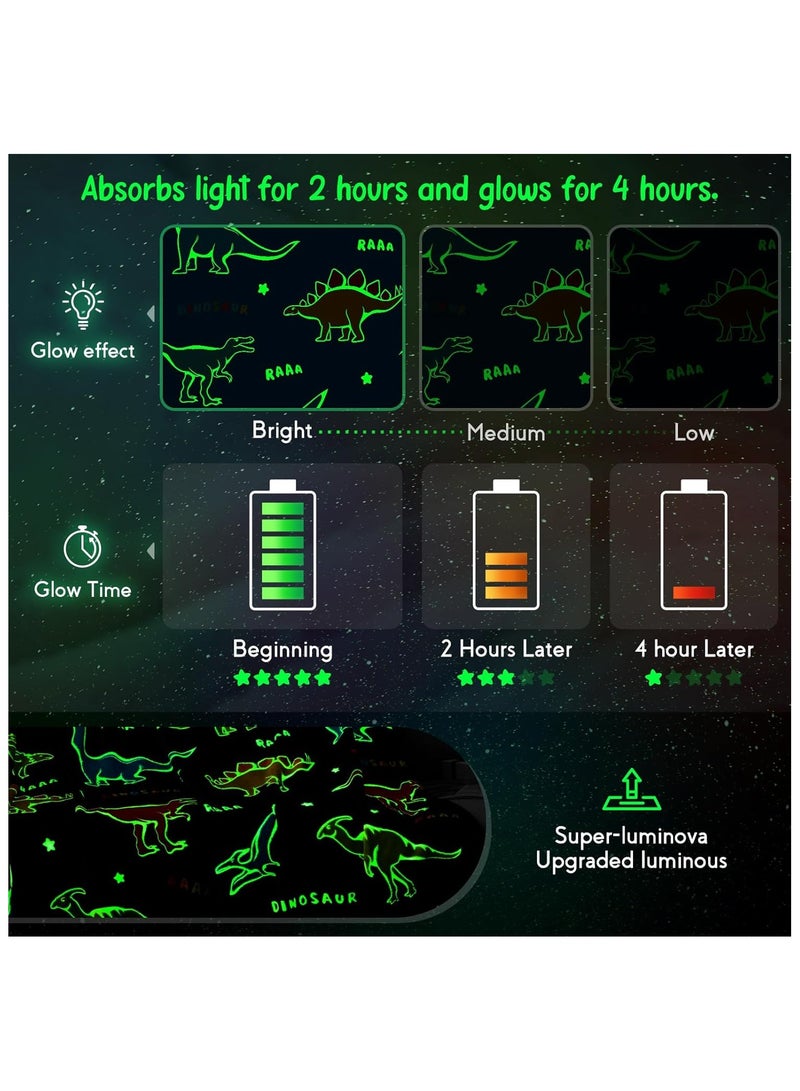Kids Glow in The Dark Blanket Soft Throw All Seasons for Couch Sofa Bed /Dinosaur Gifts Toys for Kids Boys - Glow in The Dark Blanket Dino Throw Age 1-13 Years Old 150 x 120cm  - Image 3