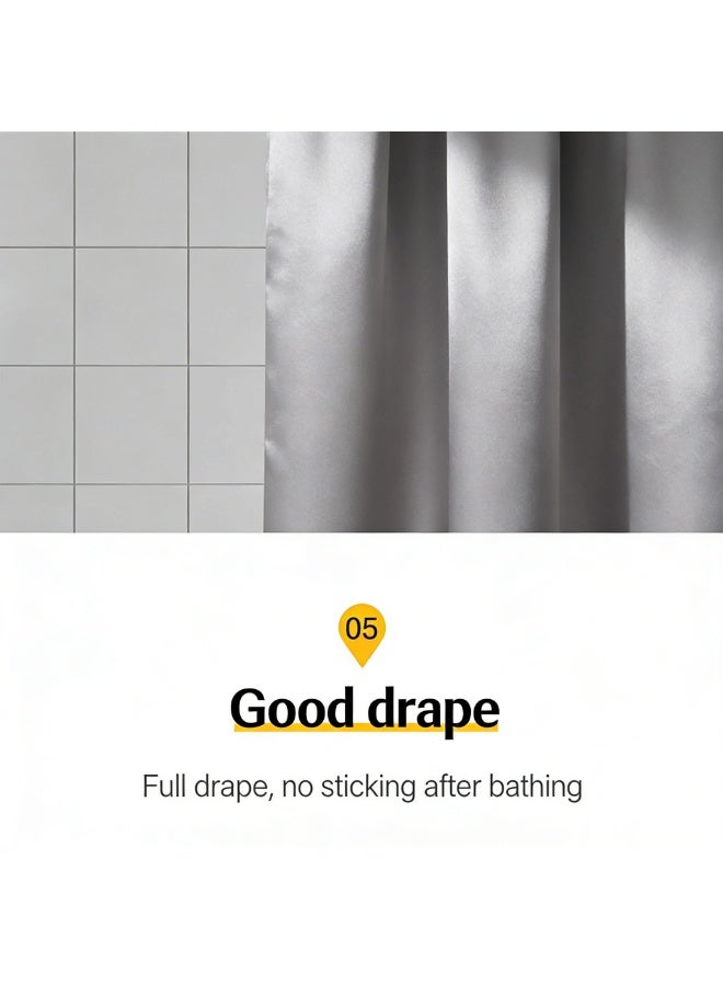 أوليس فيرس  بسيطة وأنيقة رمادي 200x200cm ستارة الحمام ، لا تحتاج إلى حفر حفرة ، مع هوك ، وحماية البيئة ، غير مؤذية ، للماء ، ومكافحة العفن ، شعور جيد من السقوط - Image 5