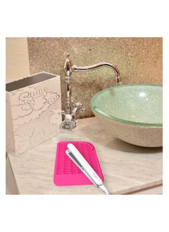 Generic Heat Resistant Silicone Mat Pouch, Styling Tools Heat Mat, Silicone Anti-Heat Pad for Hair Straightener, Curling Irons, Flat Irons, Waver , Rose red  - Image 4