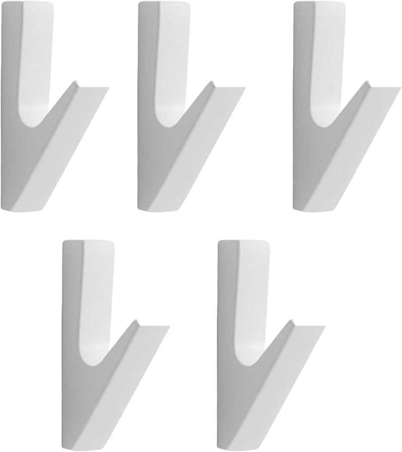 خطاف معطف معلق على الحائط الأبيض، ملحق تعليق الملابس المصنوع من الألومنيوم لتوفير المساحة - Image 1