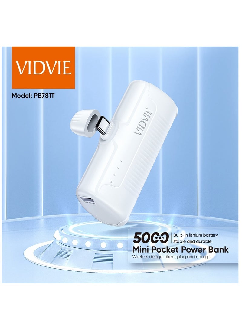 Vidvie Power bank with a capacity of 5000 mAh, Type-C, small with a compact and lightweight size, provides fast and safe charging thanks to a high-efficiency lithium battery. Made of durable materials to ensure sturdiness and ease of carrying.  - Image 2