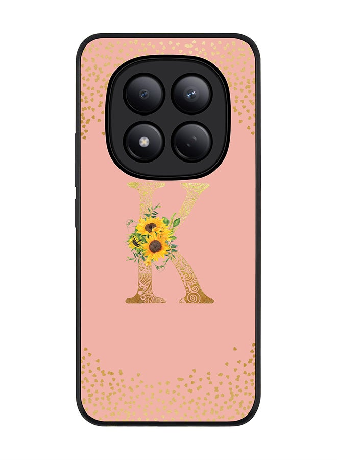 For Xiaomi Redmi Note 15 Pro 4G Case,Slim fit Camera Protection, Shockproof Thin Phone cover  - Custom Floral Monogram - K  (Rose Pink )