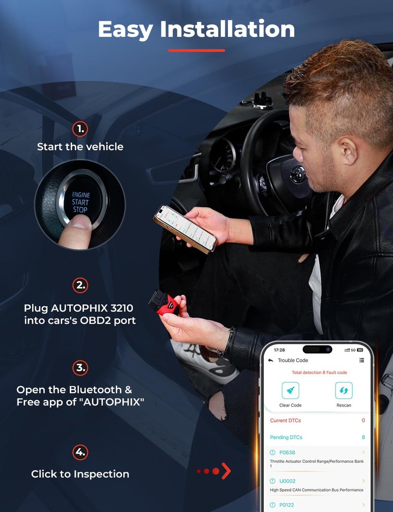 AUTOPHIX 3210 OBD2 Scanner Bluetooth, All-in-One Code Reader for Check Engine Light, Battery Test & Performance Monitoring Live Data, Wireless Auto Scan for 1996+ Cars, Works with iOS & Android - Image 5