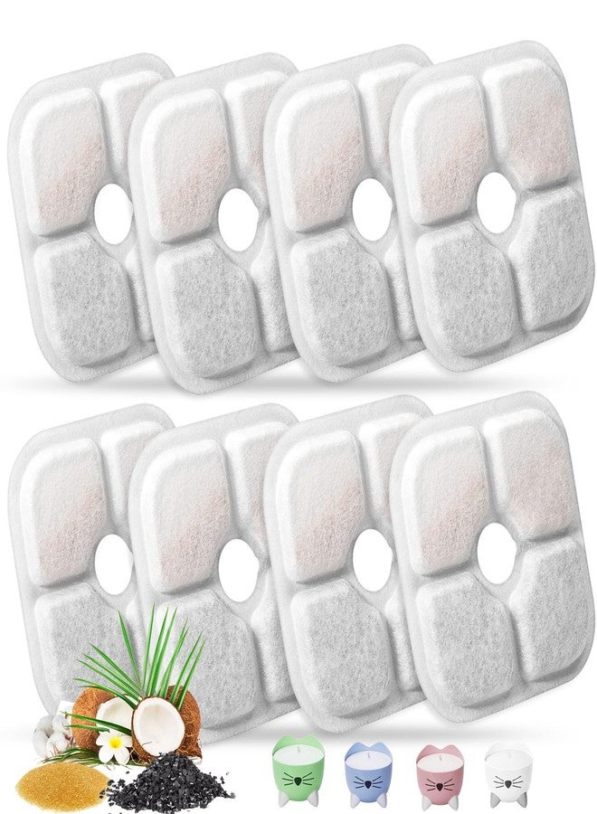 Porens Cat Water Fountain Replacement Filters Fit for 2.5L Fountain with Whiskers Pattern Triple Action Water Pet Cat Drinking Fountain Filter Pack of 8 - Image 1
