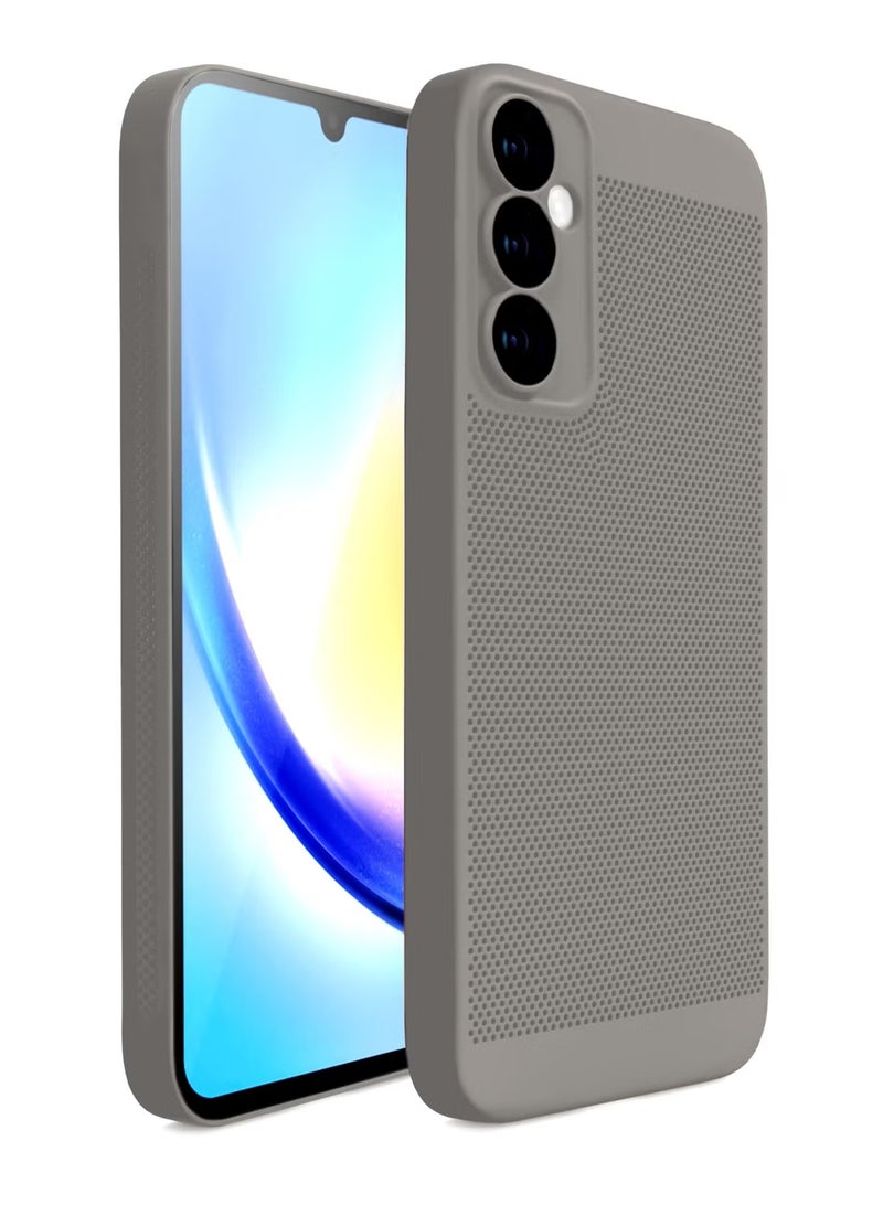 Heat Dissipation Case with Built in Camera Lens Protector Slim Fit Breathable Cooling Anti Fingerprint Hard PC Back Shockproof Cover For Samsung Galaxy A24 (Grey)