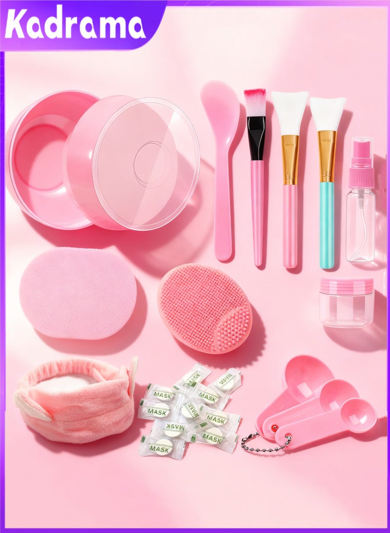 KADRAMA Face Mask Mixing Bowl Set 24 Pcs DIY Facemask Mixing Tool Kit with Facial Mask Bowl Stick Spatula Silicone Brush Spray Bottle Puff Soaking Bottle Gauges with 10 PCS Compression Mask - Image 1