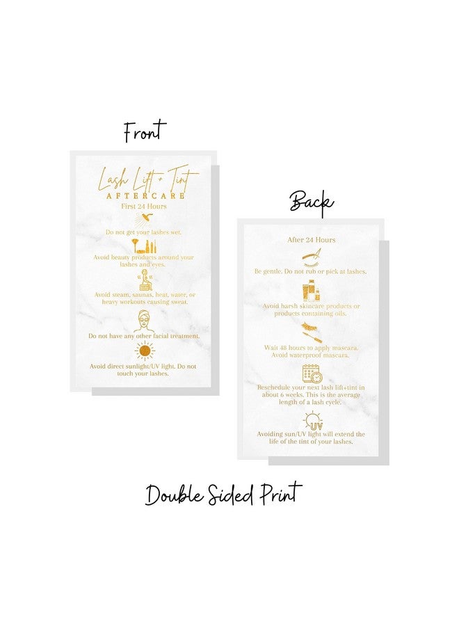 Lashicorn Lash Lift And Tint Aftercare Cards | Physical Printed 2 X 3.5” Inch Business Card | Marble With Gold Color Design - Image 4