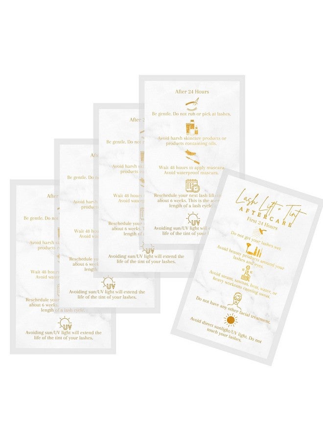 Lashicorn Lash Lift And Tint Aftercare Cards | Physical Printed 2 X 3.5” Inch Business Card | Marble With Gold Color Design - Image 5