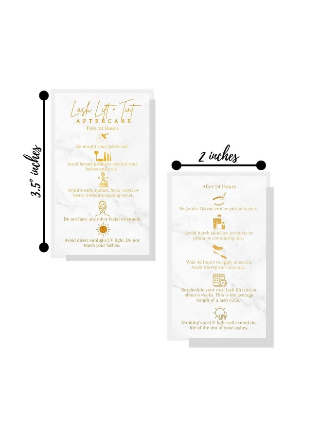 Lashicorn Lash Lift And Tint Aftercare Cards | Physical Printed 2 X 3.5” Inch Business Card | Marble With Gold Color Design - Image 3