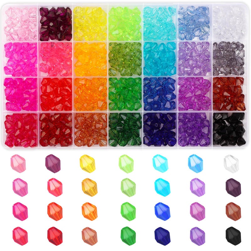 Paxcoo 560Pcs Crystal Beads for Jewelry Making, Crystal Acrylic Bead Faceted Craft Beads Bicone Gem Beads Jewel for Jewelry Making (10 MM) - Image 1
