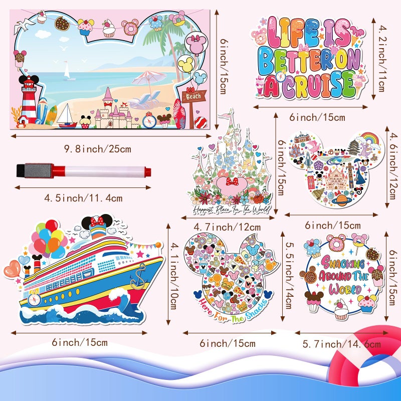RiVolTa Mouse Cruise Door Magnets - 7 Pcs Cute Ship Cabin Decorations Magnetic Stickers Funny Cartoon Anchor Stateroom Sign Decals for Carnival Party Accessories Car Refrigerator Decor with 3 Pcs Pen - Image 2