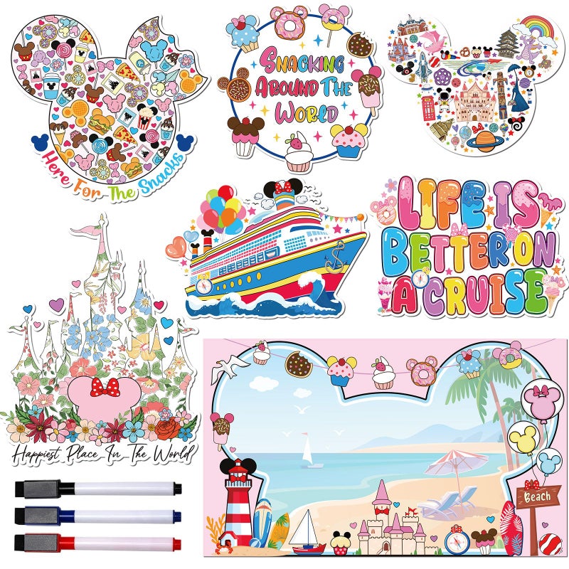 RiVolTa Mouse Cruise Door Magnets - 7 Pcs Cute Ship Cabin Decorations Magnetic Stickers Funny Cartoon Anchor Stateroom Sign Decals for Carnival Party Accessories Car Refrigerator Decor with 3 Pcs Pen - Image 1