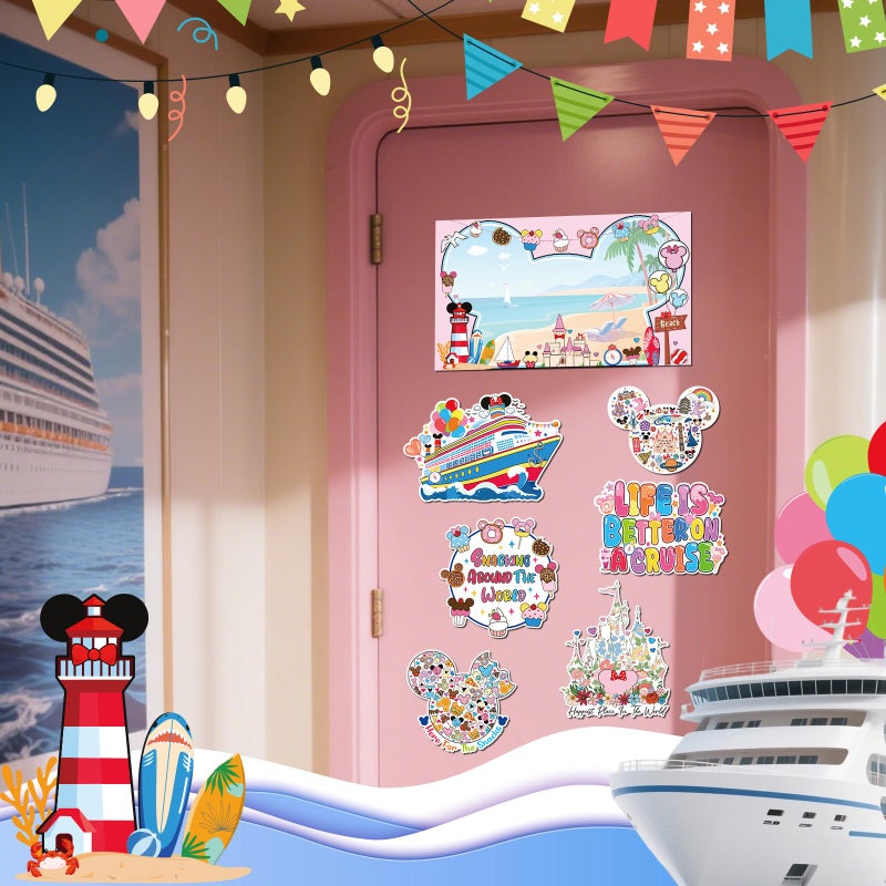 RiVolTa Mouse Cruise Door Magnets - 7 Pcs Cute Ship Cabin Decorations Magnetic Stickers Funny Cartoon Anchor Stateroom Sign Decals for Carnival Party Accessories Car Refrigerator Decor with 3 Pcs Pen - Image 4