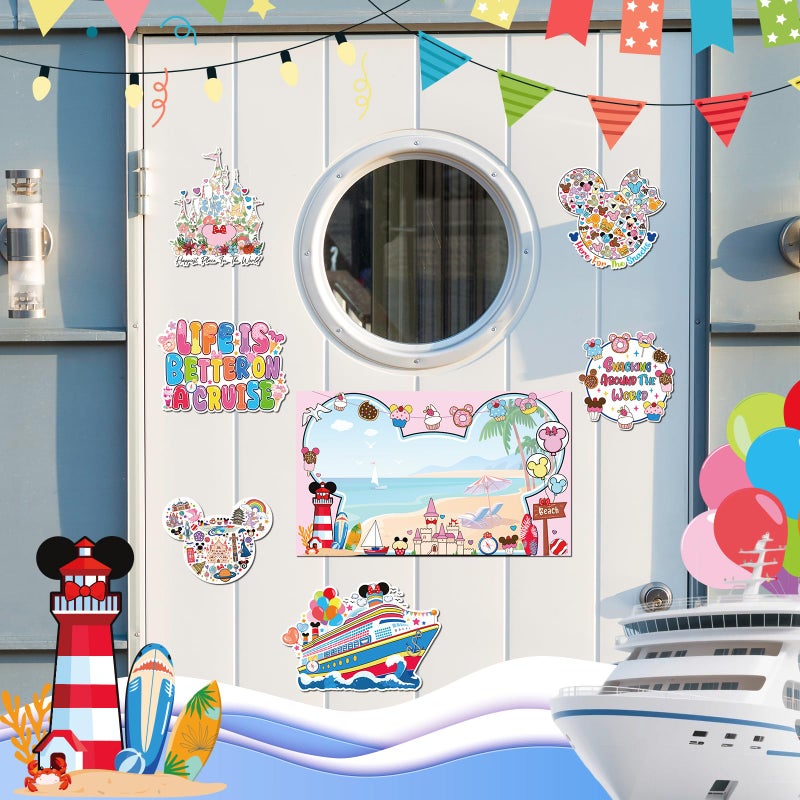 RiVolTa Mouse Cruise Door Magnets - 7 Pcs Cute Ship Cabin Decorations Magnetic Stickers Funny Cartoon Anchor Stateroom Sign Decals for Carnival Party Accessories Car Refrigerator Decor with 3 Pcs Pen - Image 5