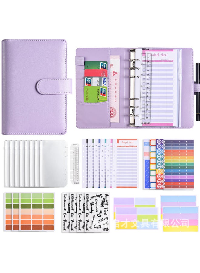 Start A6 Binder Creative Notebook Zipper Bag Macaron Pu Leather Loose-leaf Book Cash Budget Hand Book - Image 1