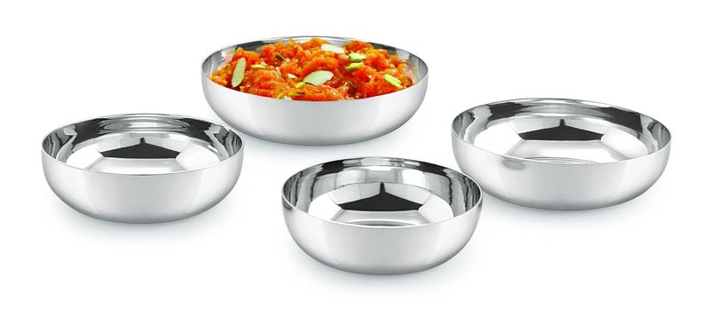 Neelam Stainless Steel 55 18 Gauge JK Small Halwa Plate 10 cm Set of 6 Snacks Plate Dessert Plates Multipurpose Plate for Kitchen Side Dish Quarter Plates Round Shape Silver - Image 1