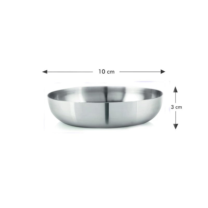 Neelam Stainless Steel 55 18 Gauge JK Small Halwa Plate 10 cm Set of 6 Snacks Plate Dessert Plates Multipurpose Plate for Kitchen Side Dish Quarter Plates Round Shape Silver - Image 3