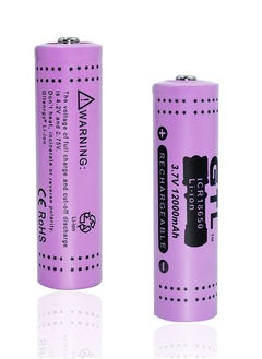 Generic 2 Pcs/Pack 3.7V 18650 12000mAH Li-ion Rechargeable Battery for Flashlight Torch,Electric Tools,Remote Control, Mobile Power, Small Fan, Radio, Toys (12000mAH) (Purple)  - Image 1
