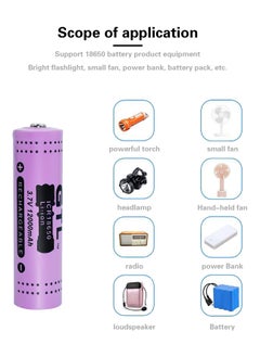 Generic 2 Pcs/Pack 3.7V 18650 12000mAH Li-ion Rechargeable Battery for Flashlight Torch,Electric Tools,Remote Control, Mobile Power, Small Fan, Radio, Toys (12000mAH) (Purple)  - Image 5