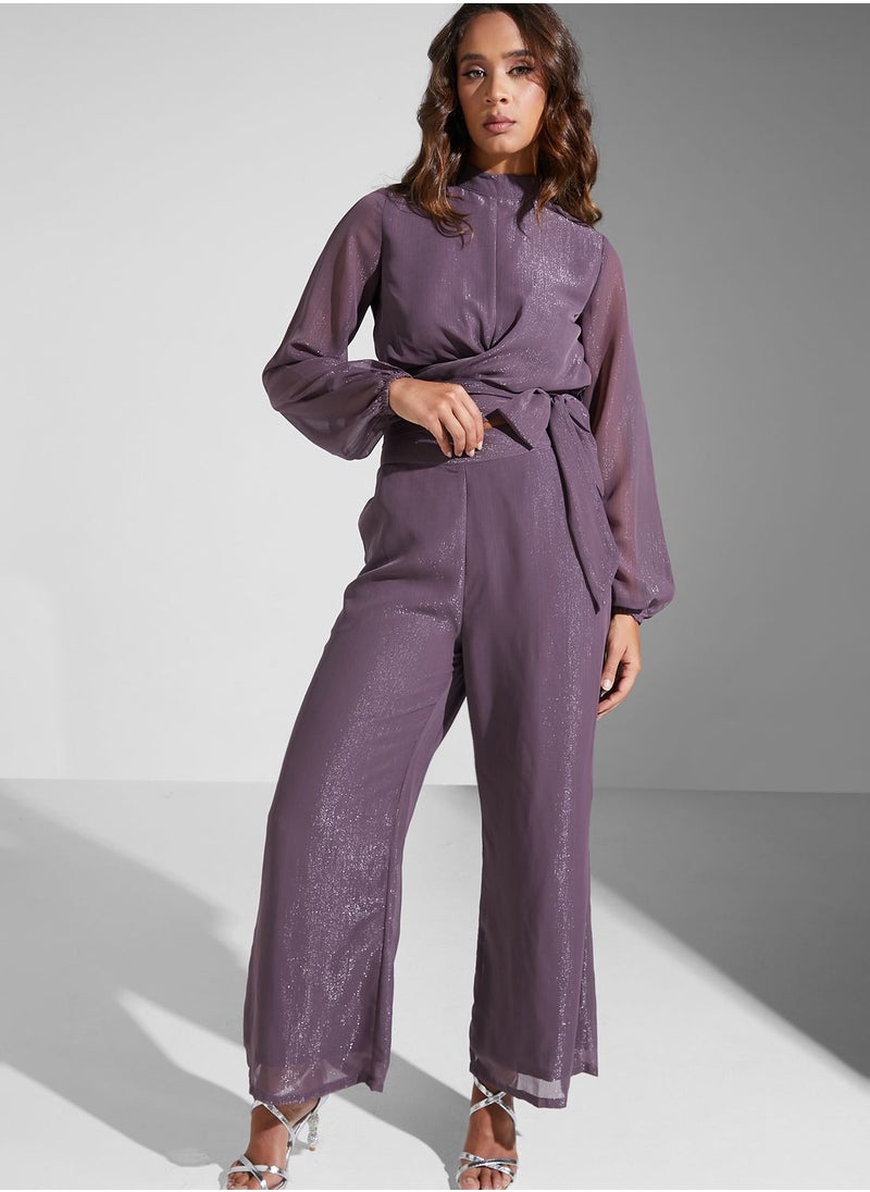 FabAlley - Tie Detail Top & Pants Set - Image 1
